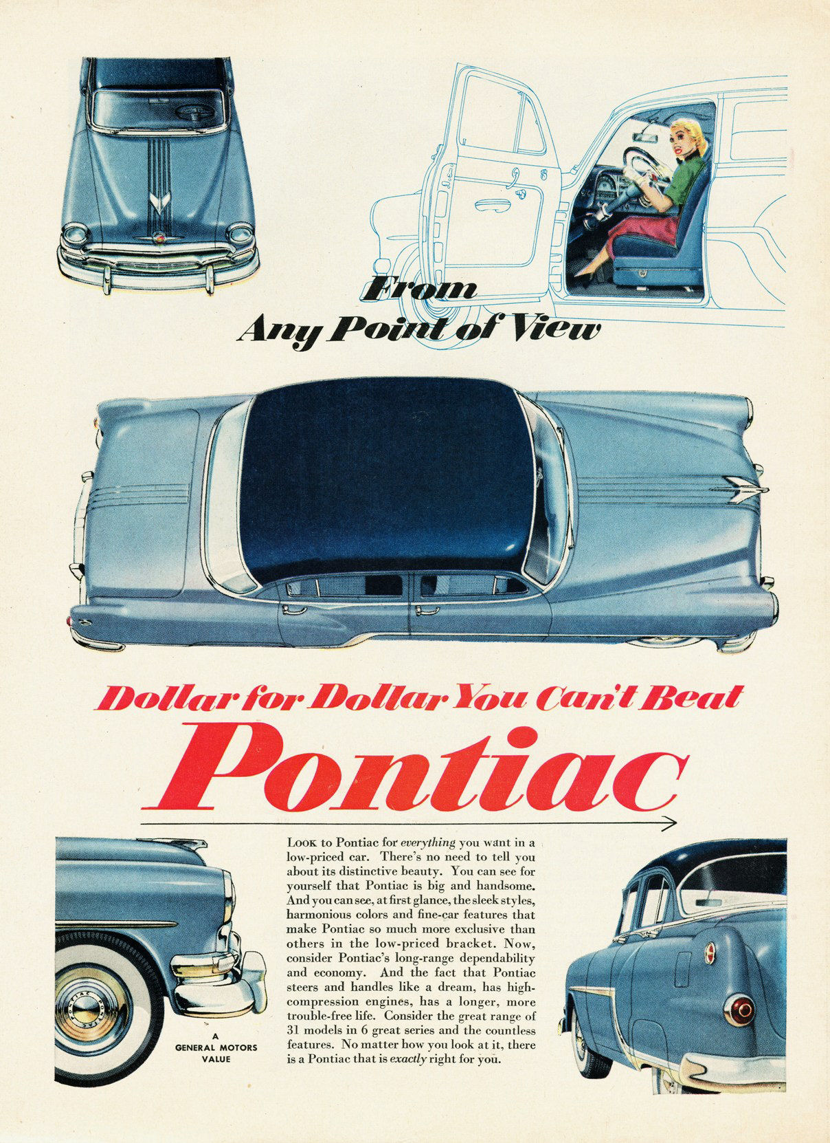 1954 Pontiac Auto Advertising
